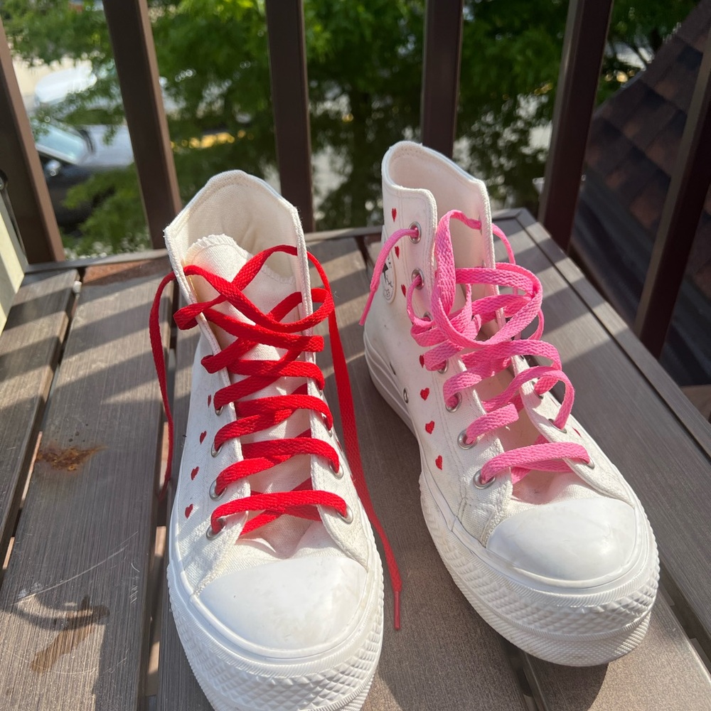 Converse Red and Pink High-Top Sneakers Classic Style